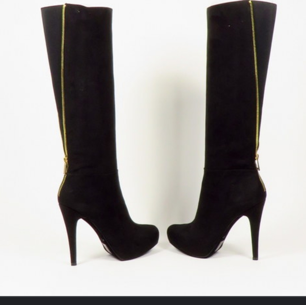 ALDO PALEVEN-98 BLACK SUEDE KNEE HIGH BOOTS
